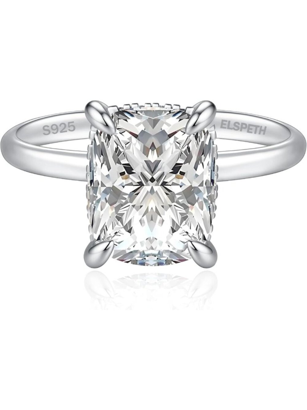 Stunning 1.5/3CT Elongated Cushion Cut Engagement Ring in 925 Sterling Silver